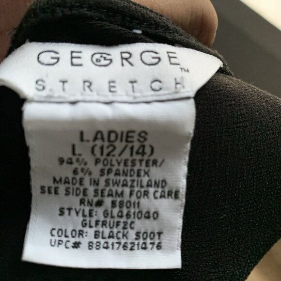 Classic Minimalist Y2k Black Sleeveless Wrap Top Shirt GEORGE Stretch Size L - Picture 3 of 5